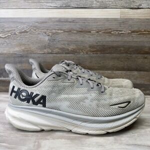 Hoka Clifton 9 Men's Size 14 D Running Shoes Gray Harbor Mist Black 1127895 HMBC